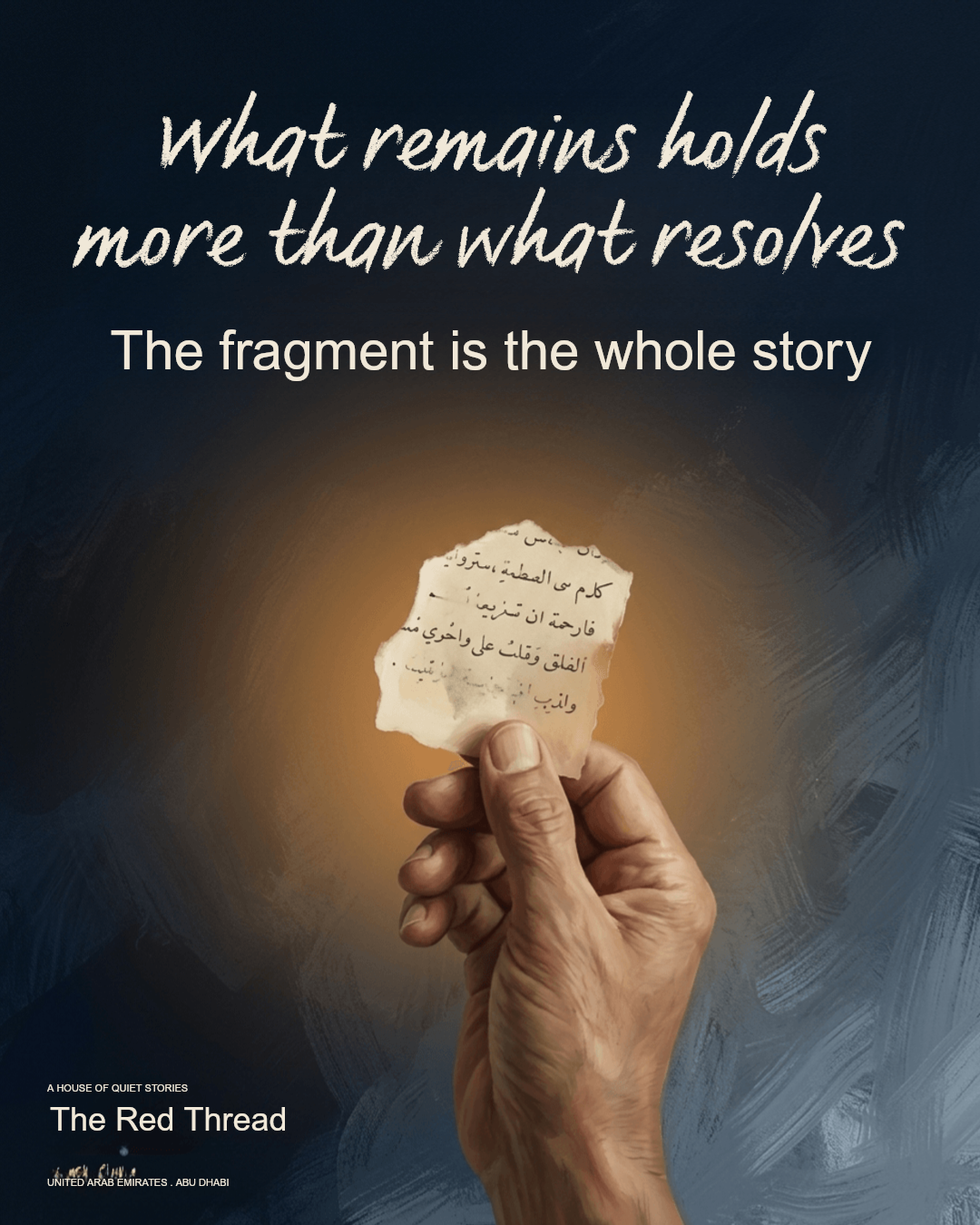 A hand holding a literary fragment
